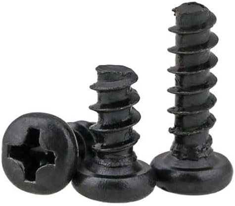 50pcs M1.4 Phillips Round head Flat tail Self-tapping screw Pan heads Cross bolt Black carbon steel bolts 3mm-8mm Length - (Dimensions: M1.4x8mm)