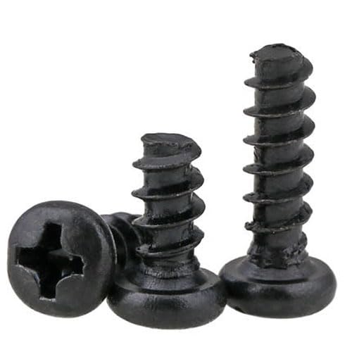 30pcs M4 Phillips Round Head Flat Tail Self-Tapping Screw Pan Heads Cross Bolt Black Carbon Steel Bolts 6mm-30mm Length - (Dimensions: M4x18mm)