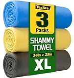3 Pack Premium XL Shammy Cloth for Car Drying, 34”x25” Chamois Towel for Car, Super Absorbent Shammy Towel for Car, Reusable Soft Car Drying Towels