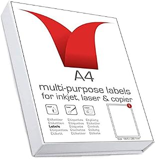 Multi-Purpose A4 White Self-Adhesive Labels - Die Cut 199.6 x 289.1mm - 1 Label per Sheet Die Cut- 100 Sheets per box/100 Labels per Pack
