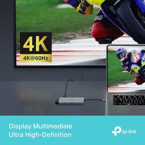 UH6120C Hub USB C 6 in 1, 1 HDMI 4K@60Hz, 1 Gigabit Ethernet, 1 PD Rapida a 100 W, 3 Porte di USB 3.0 (1 USB-C, 2 USB-A), SuperSpeed a 5 Gbps, Adattatore per Windows, Mac OS X, iOS, Android - Hub USB - Immagine 5