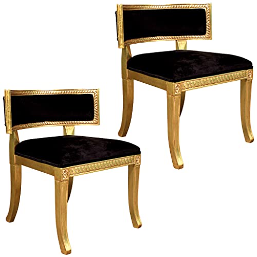 Sillón bajo Klismos artesanal Dorado miniatura 4