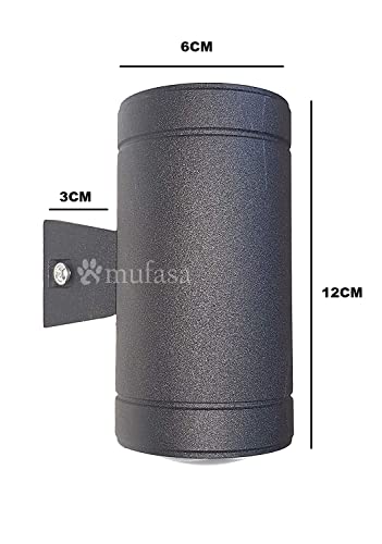Image of Mufasa 10 Watts Up-Down Indoor Outdoor Cylindrical Shape Highlighter LED Waterproof Exterior Wall Light Gate Boundary Path Lamp 5 Watts Each Side (Warm White)(Aluminium)
