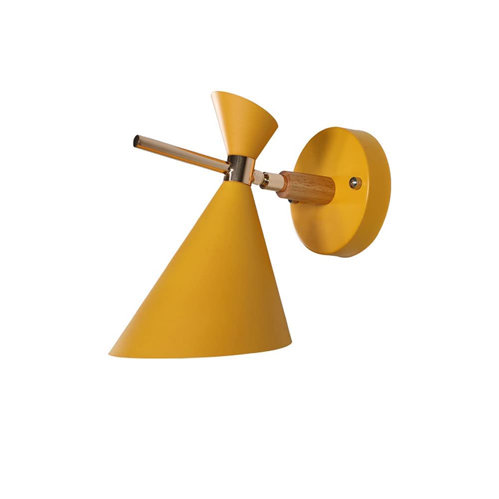 SXECAEPS Nordic Wall Lamp Bedroom Bedside Light, 360° Rotation Sconce Metal Lantern, Modern Headboard Lighting Fixtures for Reading Corridor Living Room Study Room/Yellow