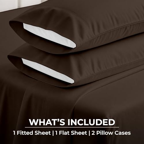 Image of SGI bedding 100% Egyptian Cotton Sheets Twin XL Size - 600 Thread Count Sheets Set, Soft, Cooling, 15 inch Deep Pocket, Luxury Hotel Bedding, Breathable, Durable - Chocolate