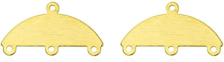 50pcs Adabele Tarnish Resistant 35mm 3-Hole Half Round Circle Semicircle Connector Link 18K Yellow Gold Plated Brushed Brass Earring Findings for Craft Jewelry Making BF-A10
