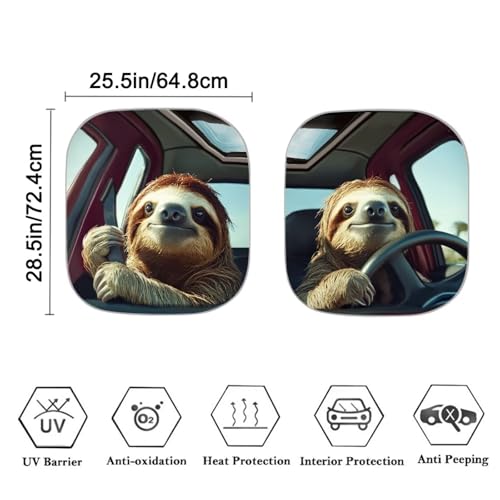Renewold Sloth Driving Car Windshield Sun Shade, 2pcs Foldable Front Window Sunshade, Block UV and Sunlight, Fits Most Sedans, SUVs and Trucks，Funny Sloth Design by Renewold - Image 7