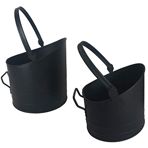 Fire Vida Coal Bucket with Black Fire Hod, Metal, Set of 2