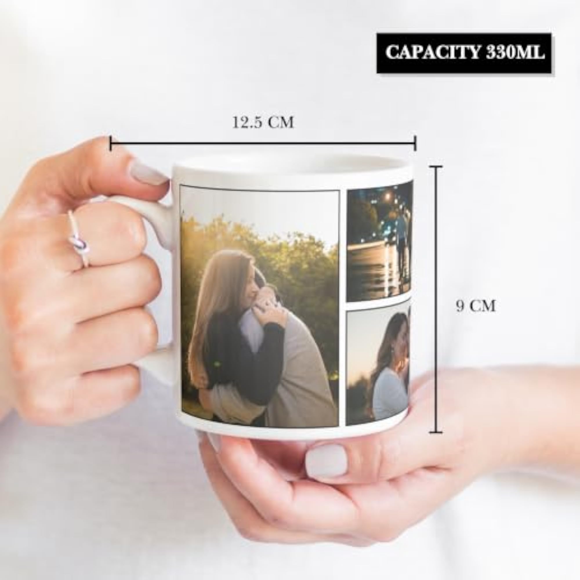 Customizable 4 Photos Ceramic Coffee Mug with Cork Coaster