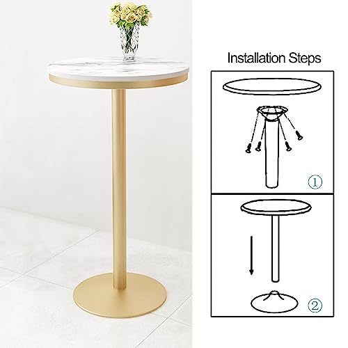 Table de bar ronde moderne JATIBOSH cuisine mange debout plateau marbre - 8