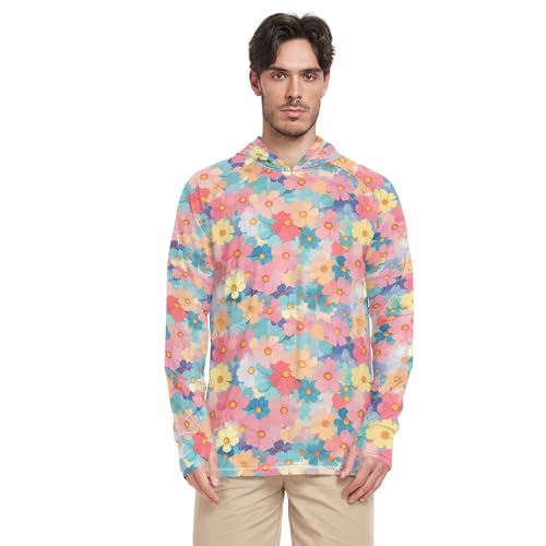 Beautiful Flowers Mens Sun Protection Hoodies Long Sleeve Hiking Hoodie UPF 50+ Golf Shirt S