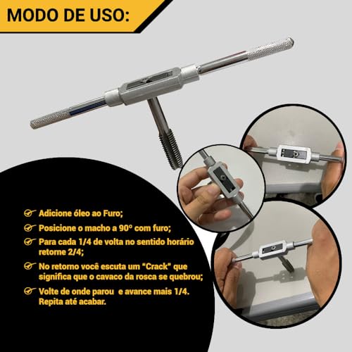 Jogo de Macho Manual com Vira Macho 8 Peças