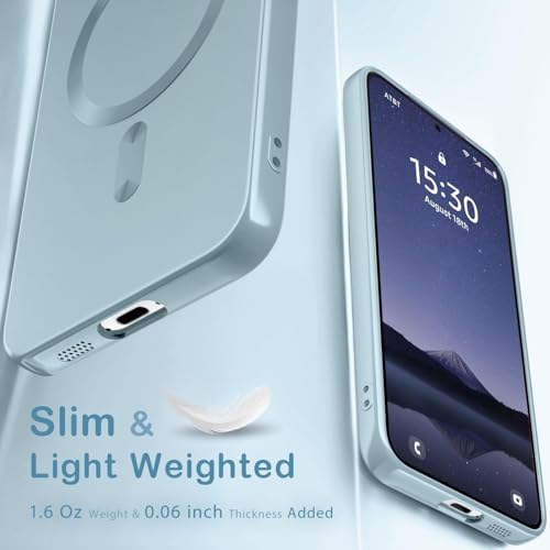 Image of DIZORO Samsung A26 Case, Compatible with Mag Safe Back Cover, Matte Luxury Metallic Luster Flexible TPU Wireless Charging Shockproof Case with Camera Protector Lens (Sierra Blue)