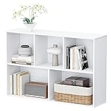 Jpiziso Bibliothèque Meuble de Rangement 5 Cubes, Étagère sur Pied, Bibliothèque Cubique en Bois, Moderne Armoire de Rangement, Présentoir pour Chambre, Salon, Bureau, Salle à Manger, Blanc