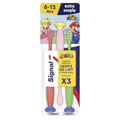 Signal Brosse à Dents Mario Enfant 6-13 Ans Extra-Souple x3