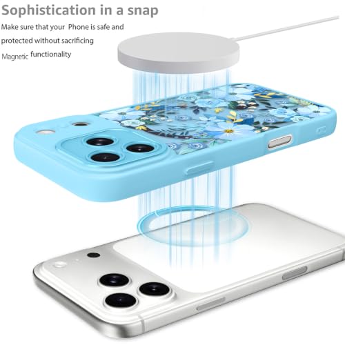 Fiyart Magnetic for iPhone 18 Pro Case Floral Flowers Pattern Blue by Fiyart - Used condition - Image 3