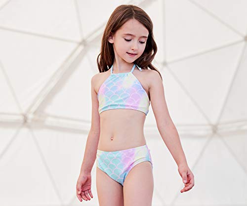 Image of HowJoJo Girls Two Piece Tankini Swimsuit Green Floral Bathing Suit Swimwear