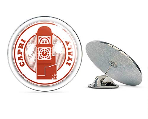 Capri City Italy Grunge Rubber Stamp Round Metal 0.75