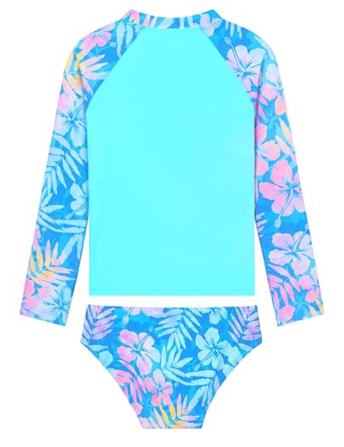 Image of Girls Rash Guard Swimsuit Two Pieces Adorable Swimswear Quick Dry Bathing Suit Long Sleeve