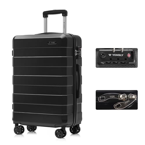 yonsly Koffer Suitcase, Trolley Reisekoffer, Rollkoffer Handgepäck mit 4 Rollen 360°, ABS Hartschalen, Sicherheitsschloss, Weicher Gummigriff, 210D-Futter