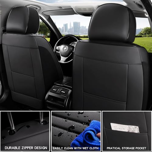 Image of MINGBRON Front Car Seat Covers,Car Seat Protector Waterproof,Seat Covers Front Set, Car Seat Protectors,Automotive Seat Covers Fit for Most Cars Black