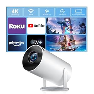 ZDSSY Beamer,Mini Beamer Klein 4K Unterstützung 1080P,Projektor mit WiFi 6 & Bluetooth 5.2,Autofokus/Trapezkorrektur,Portable Projector integrierte Apps,für Android/iPhone/PC/Mac/Switch/PS5
