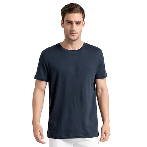 innotree Merino Wool T Shirts for Men - 100% Organic Odor Resistance Merino Wool Undershirt Hiking Travel Base Layer T-Shirt