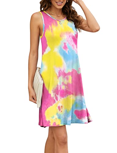 Image of Summer Dresses for Women Casual Sleeveless Swing Sundress with Pockets