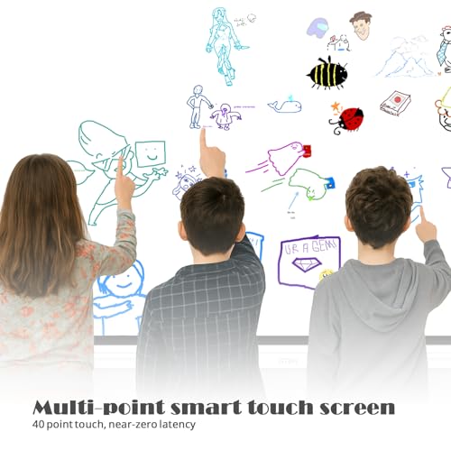 Image of GTek 65 inch Smart Board, 4K Interactive Whiteboard, Touch Screen Digital Electronic Whiteboard with Android 13 8+128GB OS, Dual OPS Slot, Long-Life Design for Classroom, Office, Business and Home