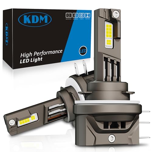 KDM H15 LED Bulb,50W High Power 600% Brightness LED Chip,Fit for VW Golf Benz Au-di Ford BMW,High/Low Beam Replacement Fog Light Bulb,6500K White,2Pack