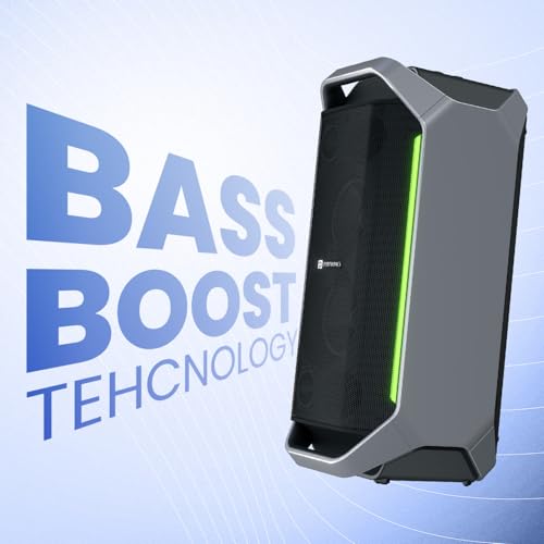 Image of Portronics Dash 13 150W Portable Party Speaker with Wireless Karaoke Mic, 6 Hours Playtime, Bass Boost Technology, TWS Mode, RGB LED Lights, BT V5.3, USB /AUX in, Sturdy Metal Handles, Type C Charging