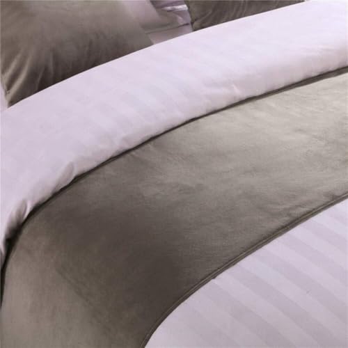 Serviette de queue de lit en velours isolante et décorative 50x180cm gris