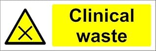 Warning Clinical Waste Safety Sign - Self Adhesive Sticker 150mm x 50mm
