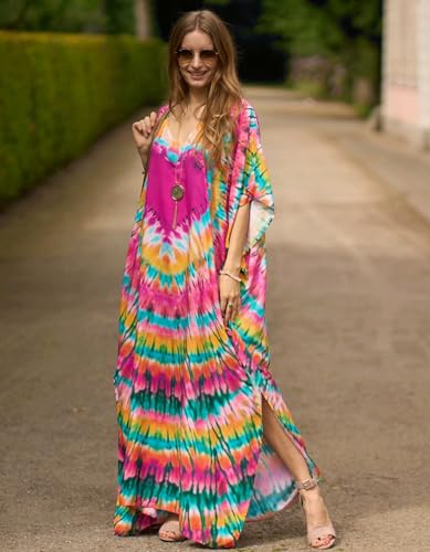 Image of NFVNKJ Women's Plus Size Beach Lounge Kaftan Maxi Dress Swimsuit Coverup for Women