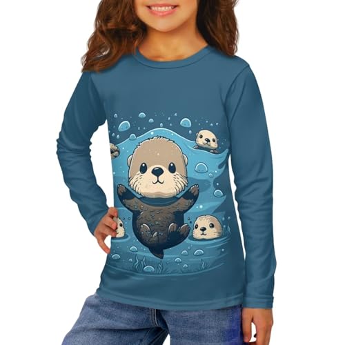 Image of Girls Basic Tee Shirts Outdoor Long Sleeve Shirt Winter Clothes Size 3-16 Top Fall Clothes Gift for Holiday