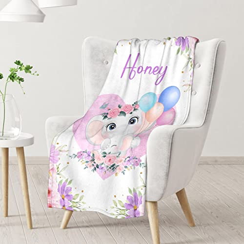 Elephant Blanket Gifts - 30"x40" Cute Throw for Women Girls - Purple Soft Fuzzy Blankets for Couch & Office