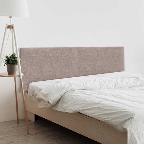 DHOME Cabecero de Lino Natural Liso Cabezal Tapizado Cama Dormitorio Moderno Top Trending (Tierra, 180cm Dual (Camas 180/190))