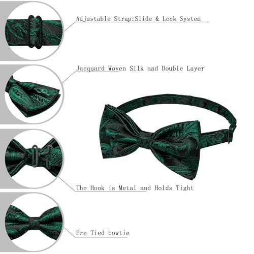 Image of DiBanGu Pre-Tied Bow Ties for Men Silk Adjustable Tuxedo Bowties Pocket Square Cufflinks Set with Lapel Pin Jacquard Woven