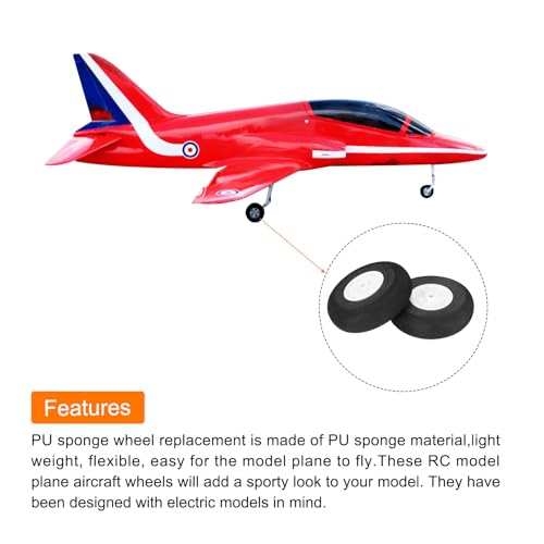Ruedas de avión RC de esponja para maquetas de bricolaje de 7.6 cm, paquete de 4 piezas 3