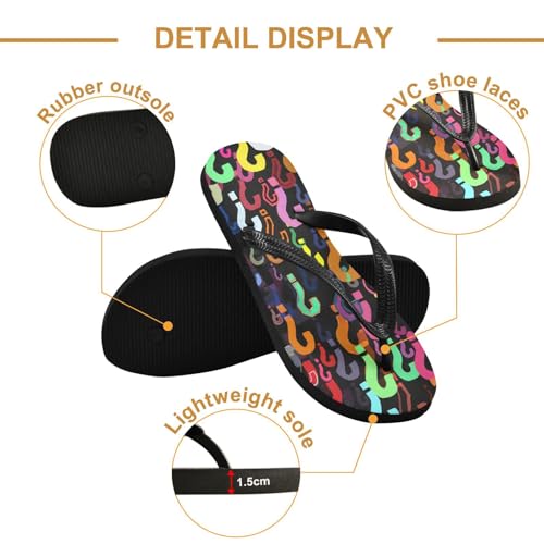 STAYTOP Colorful Question Mark Flip Flops Sandals of Men's & Women's,Sandals Beach Slippers Shower Slides2
