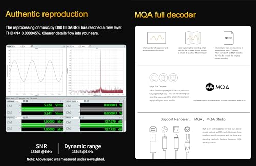 Image of Topping D90 III Sabre MQA Full Balance HiFi DAC Bluetooth 5.1 ES9039SPROx2 DSD512 PCM32bit /768kHz USB /Coax /Opt /AES /IIS Desktop Audio Preamp (Black)
