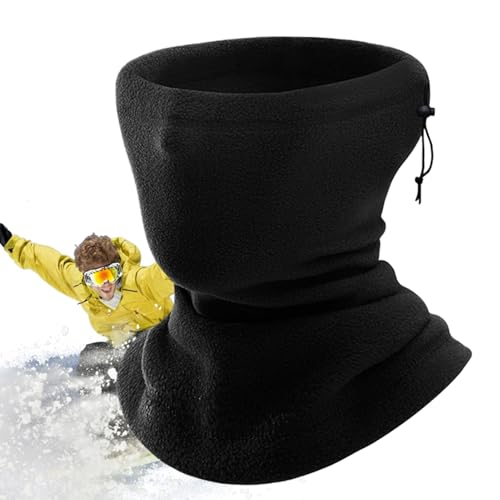 Collare da uomo, scalda collo invernale, regolabile, elastico, in pile polare, per uomo, comodo accessorio termico invernale, copertura del viso, collo per donna, uomo, donna e, Nero , Siehe