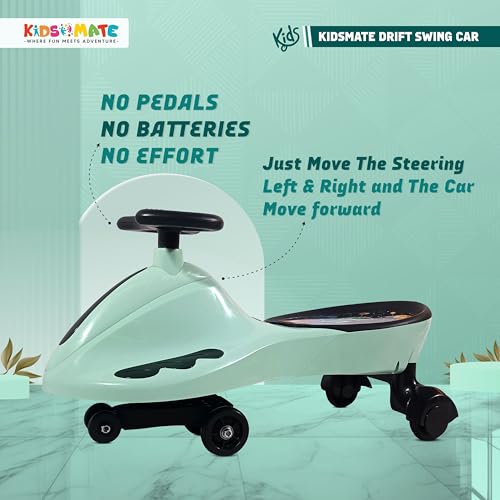 Image of Kidsmate Drift Swing Car for Kids - Ride-On Toy with PU Wheels, Non-Slip Pedals, and 360 Rotating Steering for Easy Navigate The Car for Ages 3 and Up (Sea Green1)