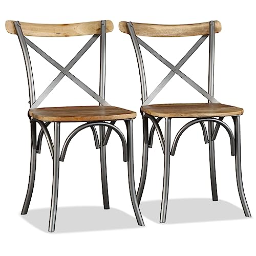 Genérico Sillas de Comedor 2 Unidades Madera Maciza de Mango,Mobiliario,Sillas,Sillas de comedor-244592