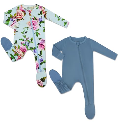 Image of HAPIU Rayon from Bamboo Baby Footed Pajamas, 2 Way Premium Zipper, Footie for Baby Boy Girls, Newborn-24 Months