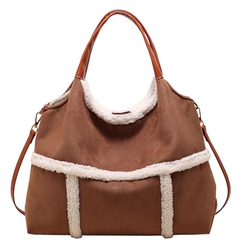 Sherpa Suede Tote Bag for Women Fall Winter Vintage Top