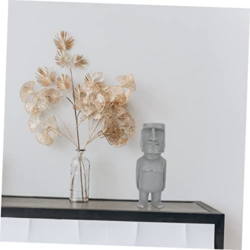 Yardwe 4Pcs Stone Statue Cars Ornament Car Decoration House Ornaments Easter Outdoor Statue Easter Island Head Statue Easter Island Figures Small Moai Adorn Moai Resin Desktop Ornament #TOP5