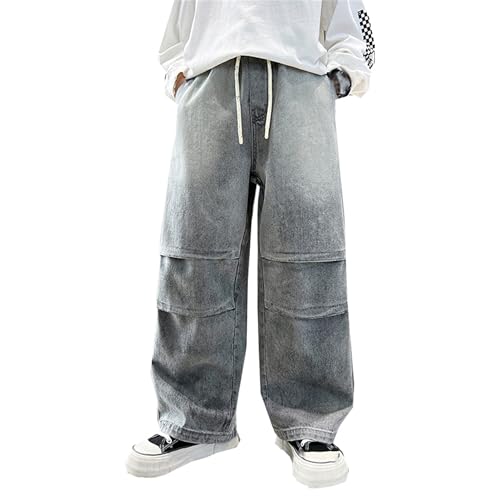 SANGTREE Boy's Denim Pants Pleat Front Loose Vintage Jeans with Pockets, 4-14 Years2