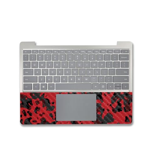 Image of MightySkins Carbon Fiber Skin Compatible with Microsoft Surface Laptop Go 3 (2023) Full Wrap Kit - Red Modern Camo | Protective, Durable Textured Carbon Fiber Finish | Easy to Apply | Made in The USA