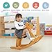KRAND Rocking Horse Wooden Ride On Toy for Kids Classic Design Rocking Horse with Pedal and Safe Backrest Fine Workmanship(Classic, Natural)